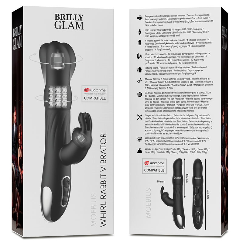 BRILLY GLAM - MOEBIUS VIBRADOR RABBIT E ROTADOR + CONTROLO REMOTO WATCHME