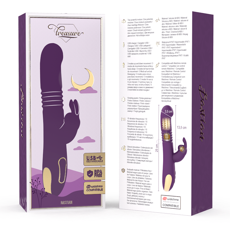 TREASURE - BASTIAN VIBRADOR RABBIT UP & DOWN ROTADOR E VIBRADOR + CONTROLO REMOTO WATCHME