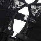 SUBBLIME - TEDDY COM LIGA COM DETALHE RENDA E TIRAS PRETO L/XL