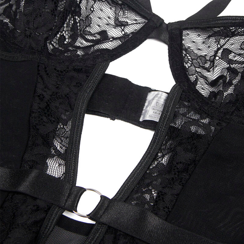 SUBBLIME - TEDDY COM LIGA COM DETALHE RENDA E TIRAS PRETO L/XL