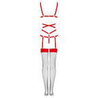 LIVCO CORSETTI FASHION - THIARA LC 20213 CONJUNTO CORPO + MEIAS VERMELHA L/XL
