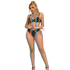 SUBBLIME - 952358 BODYSTOCKING COM DECOTE HALTER E MALHA ARCO-ÍRIS XS/M