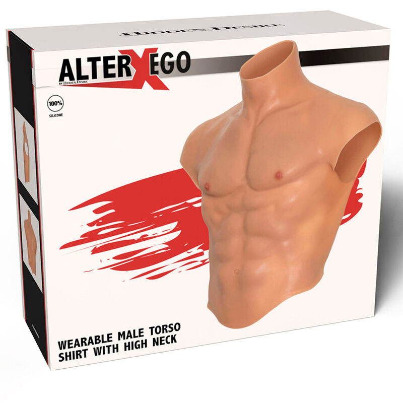 DESEJO OCULTO - CAMISETA DE TORSO MASCULINO DE SILICONE ALTER EGO COM DETALHES EM TOM DE CORPO
