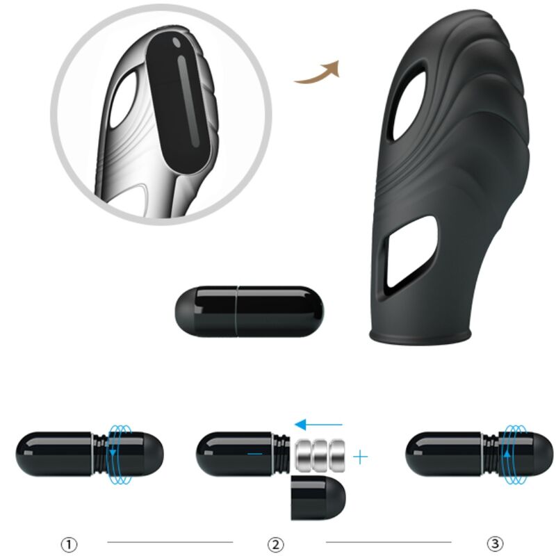 PRETTY LOVE - LICH SILICONE DEDO VIBRADOR PRETO