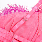 SUBBLIME - 955359 CONJUNTO DE SUTIÃ COM RENDA E LIGAS ROSA E ROXO S/M
