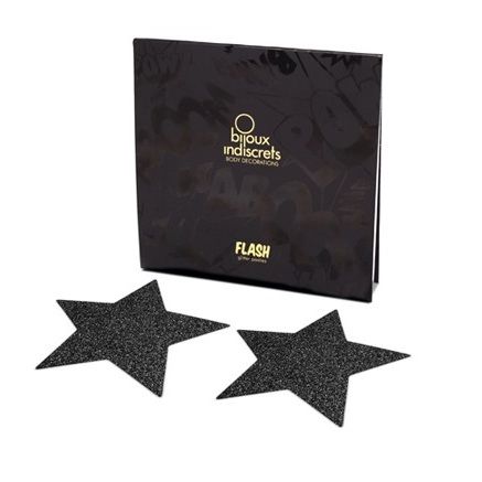 BIJOUX INDISCRETS - BLACK STAR FLASH NIPPLE CAPS