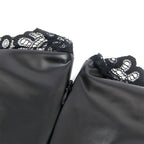 SUBBLIME - 957551 VESTIDO DE COURO COM GOLA DE RENDA PRETO L/XL