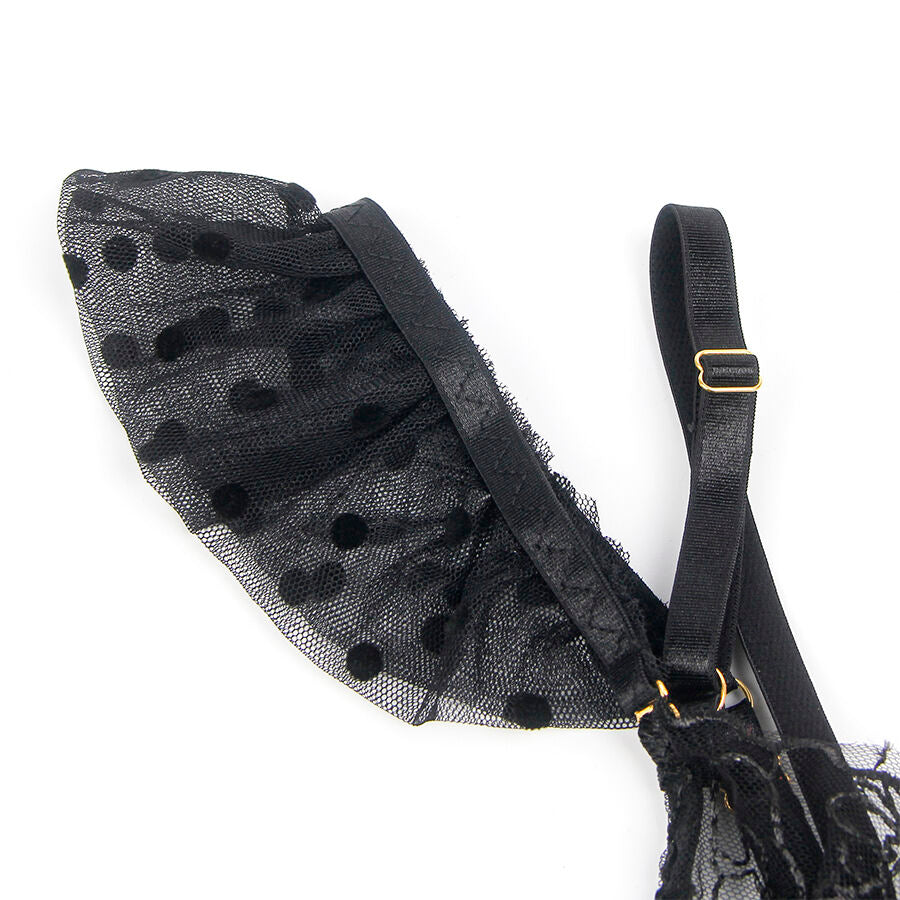 SUBBLIME - 957490 CONJUNTO DE SUTIÃ E LIGA DE RENDA PRETO L/XL