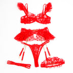 SUBBLIME - 957513 CONJUNTO DE SUTIÃ E LIGA DE RENDA VERMELHO L/XL