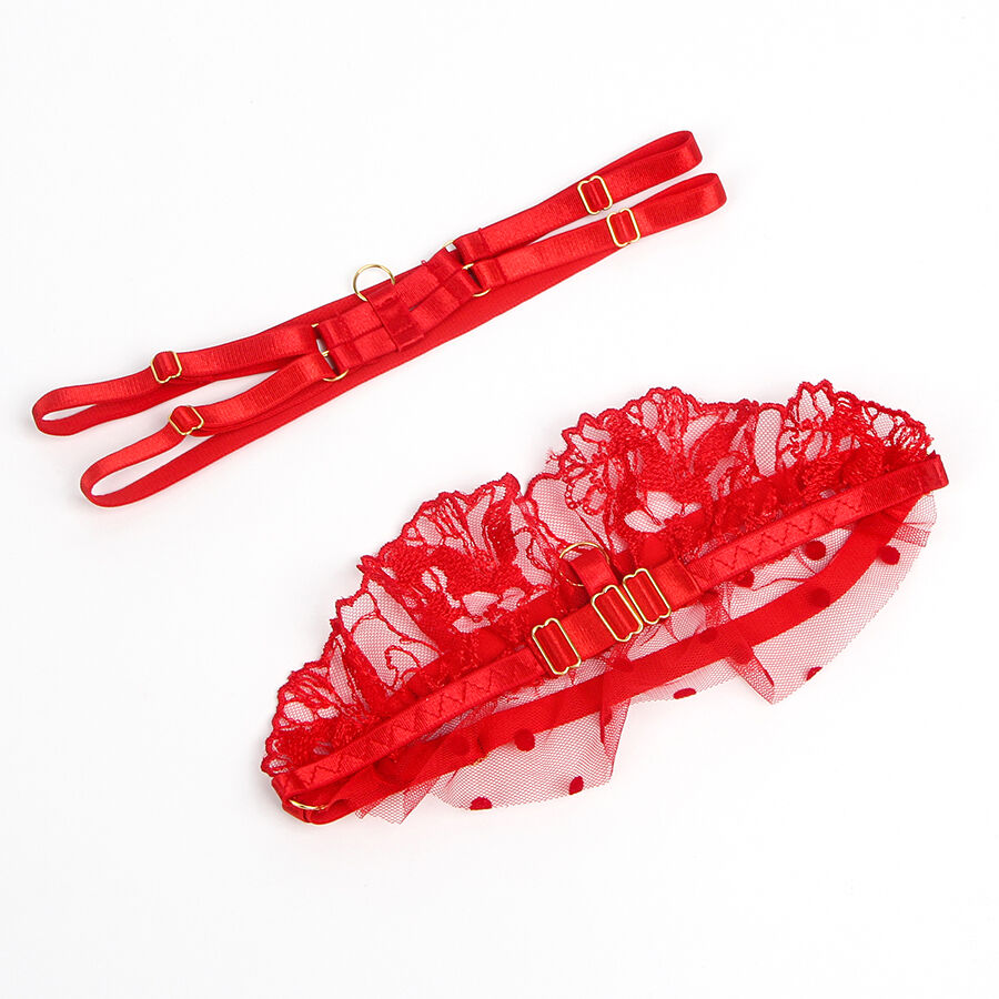 SUBBLIME - 957513 CONJUNTO DE SUTIÃ E LIGA DE RENDA VERMELHO L/XL