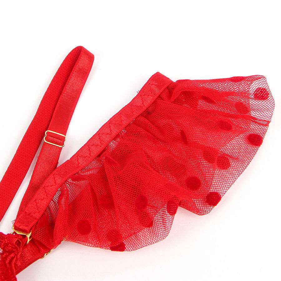 SUBBLIME - 957513 CONJUNTO DE SUTIÃ E LIGA DE RENDA VERMELHO L/XL