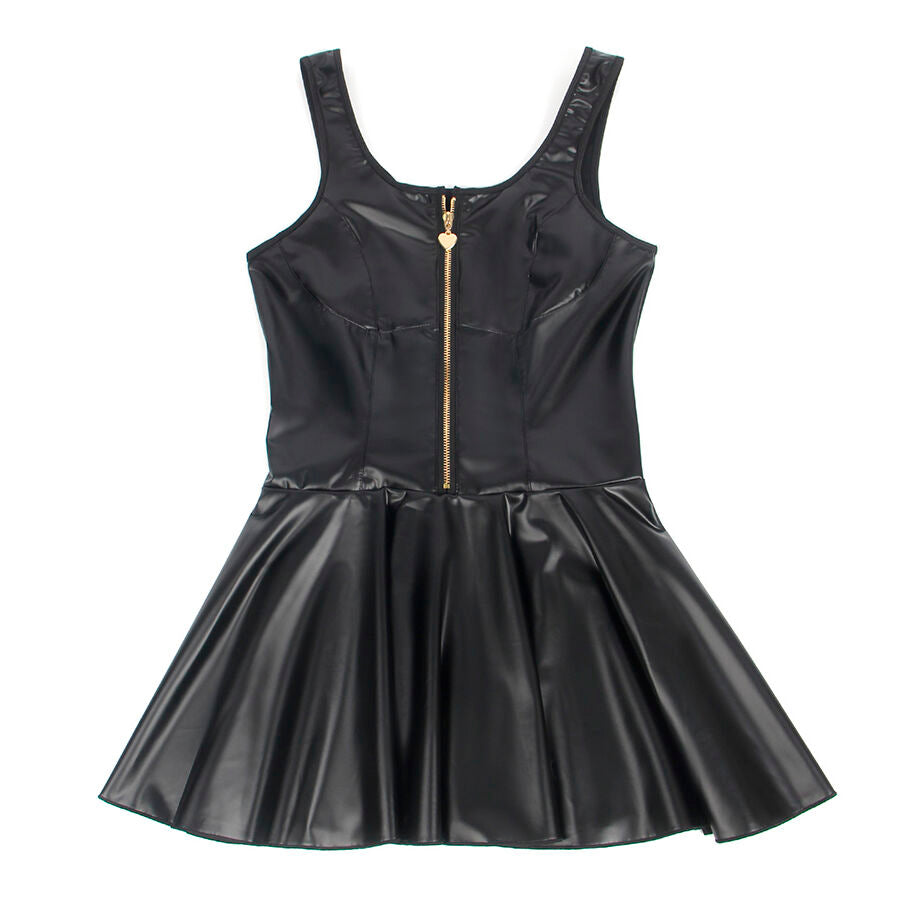 SUBBLIME - 957674 VESTIDO DE COURO COM ZÍPER DE CORAÇÃO PRETO L/XL