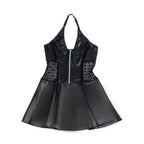 SUBBLIME - 957704 VESTIDO DE COURO COM ZÍPER DE RENDA PRETO S/M