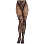LEG AVENUE - MEIAS DE RENDA DÁLIA COM DETALHE DE REDE PRETAS