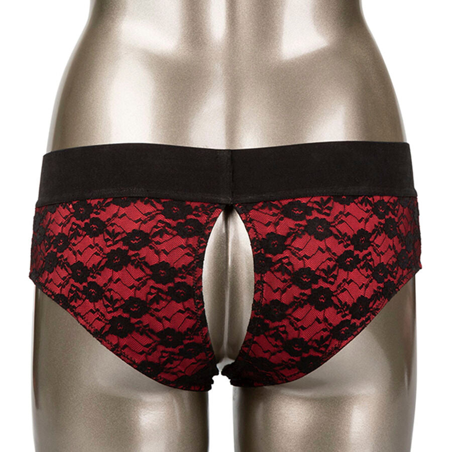 CALEXOTICS - CONJUNTO DE CALCINHAS SCANDAL CROTCHLESS COM DILDO TAMANHO P/M