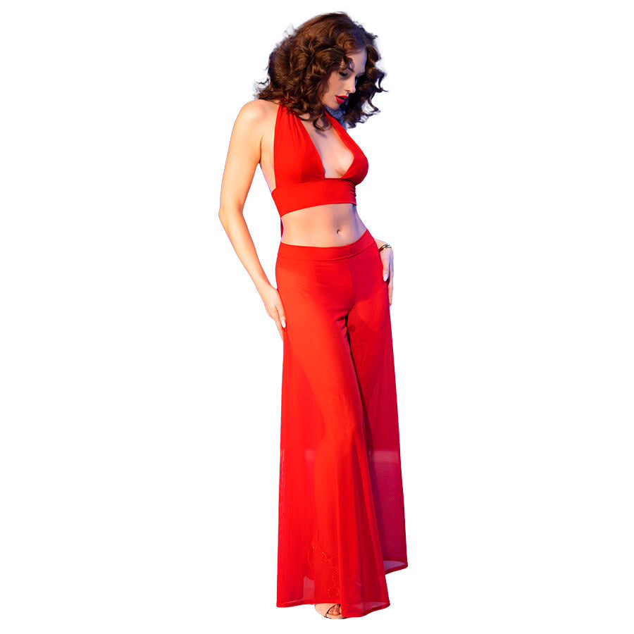 CHILIROSE - CR 4857 CONJUNTO DE BLUSA E CALÇA VERMELHA TAMANHO P