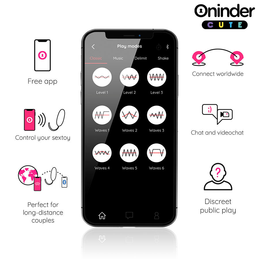 ONINDER CUTE - OVO DE SILICONE COM VIBRAÇÕES PARA PRAZER E AMOR - APLICATIVO GRATUITO GLOBAL