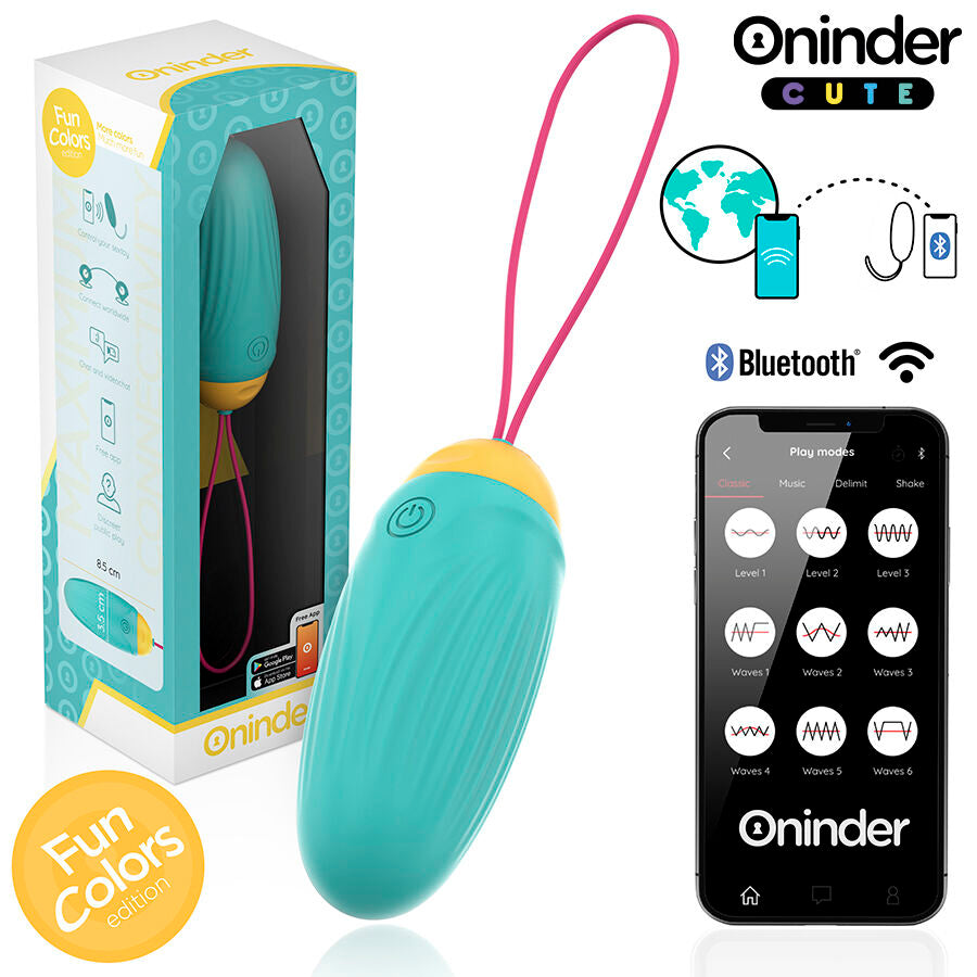 ONINDER CUTE - OVO VIBRATÓRIO PARA PRAZER E AMOR - GEMAS DE SILICONE GIRATÓRIAS - APLICATIVO GRATUITO GLOBAL