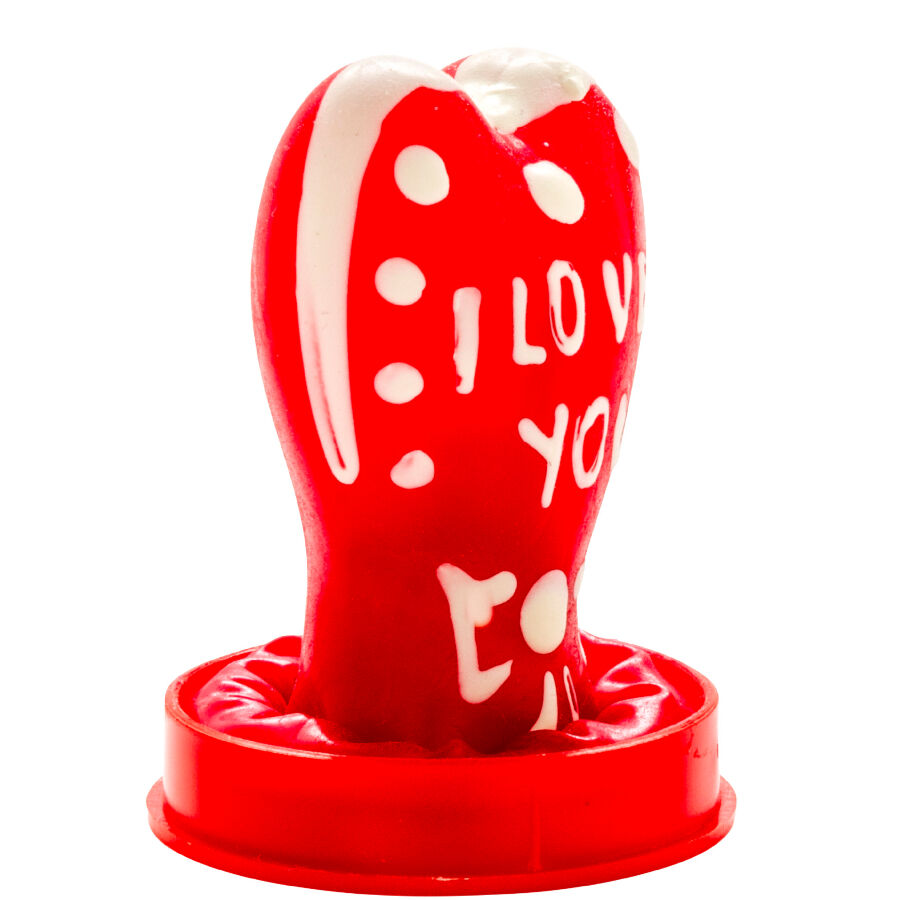 CONDOMERIE - PRESERVATIVOS NOVIDADES PINTADOS À MÃO CORAÇÃO - EU TE AMO MODELO 1