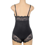 SUBBLIME - TEDDY PRETO FLORAL DETALHE DE RENDA S/M