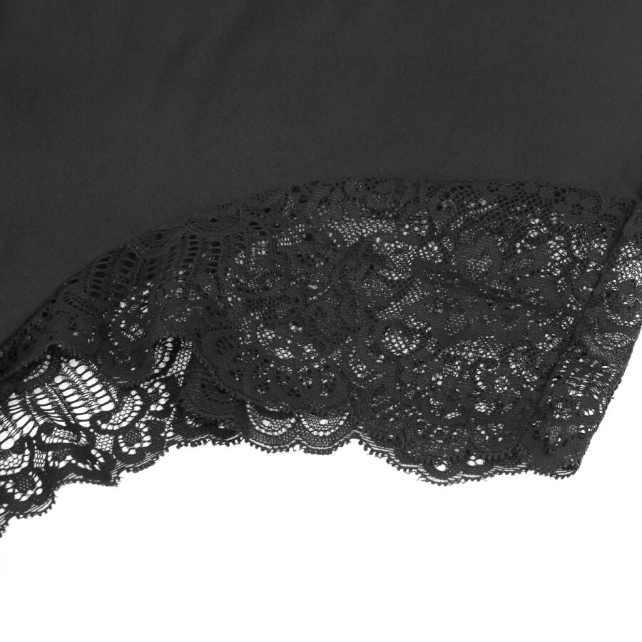 SUBBLIME - TEDDY PRETO FLORAL DETALHE DE RENDA S/M