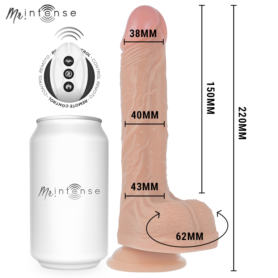 MR INTENSE - BALDWIN REALISTA MULTIFUNCIONAL COM VIBRAÇÃO, CONTROLE REMOTO PARA CIMA E PARA BAIXO, 22 CM - OU - 4 CM