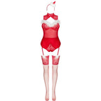 LIVCO CORSETTI FASHION - LIMPID SNOWFLAKES LC 90604 BODY + MEIAS + TIARA DE NATAL TAMANHO S/M