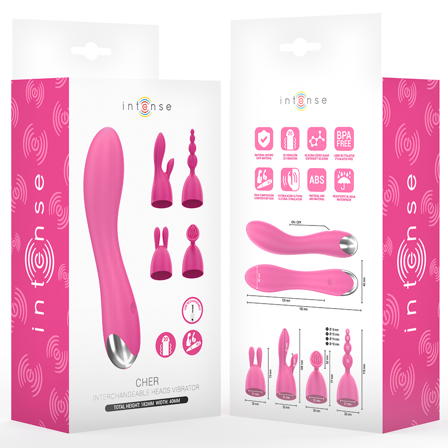 INTENSE - VIBRADOR CHER COM 20 PADRÕES E CABEÇAS INTERCAMBIÁVEIS