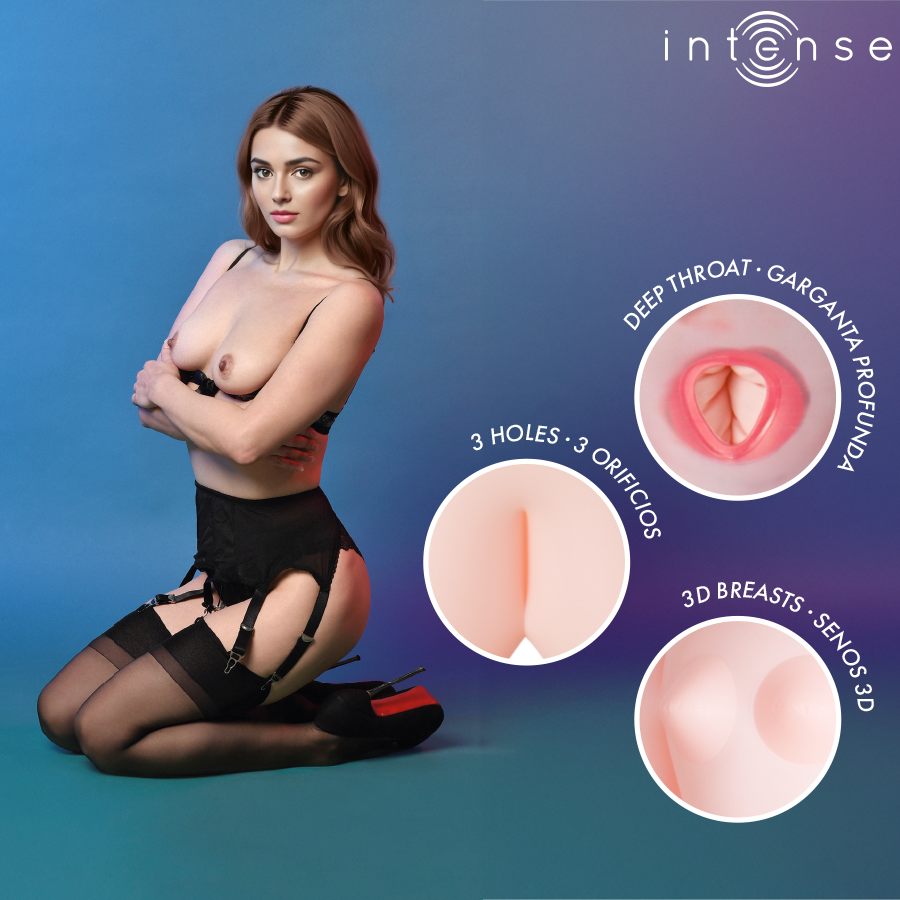 INTENSE DOLLS - BONECA INFLÁVEL MONIQUE COM TRÊS ORIFÍCIOS