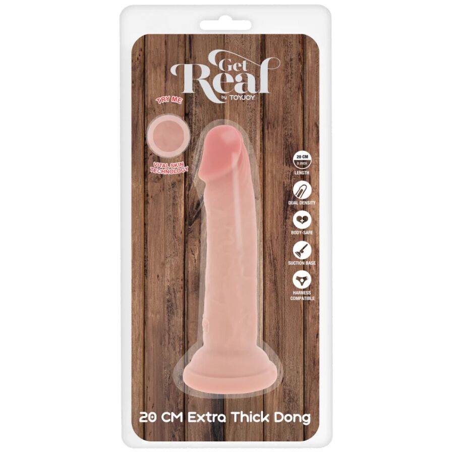 GET REAL - PÊNIS DE TPE DELUXE DE DUPLA DENSIDADE E ESPESSURA, 20 CM