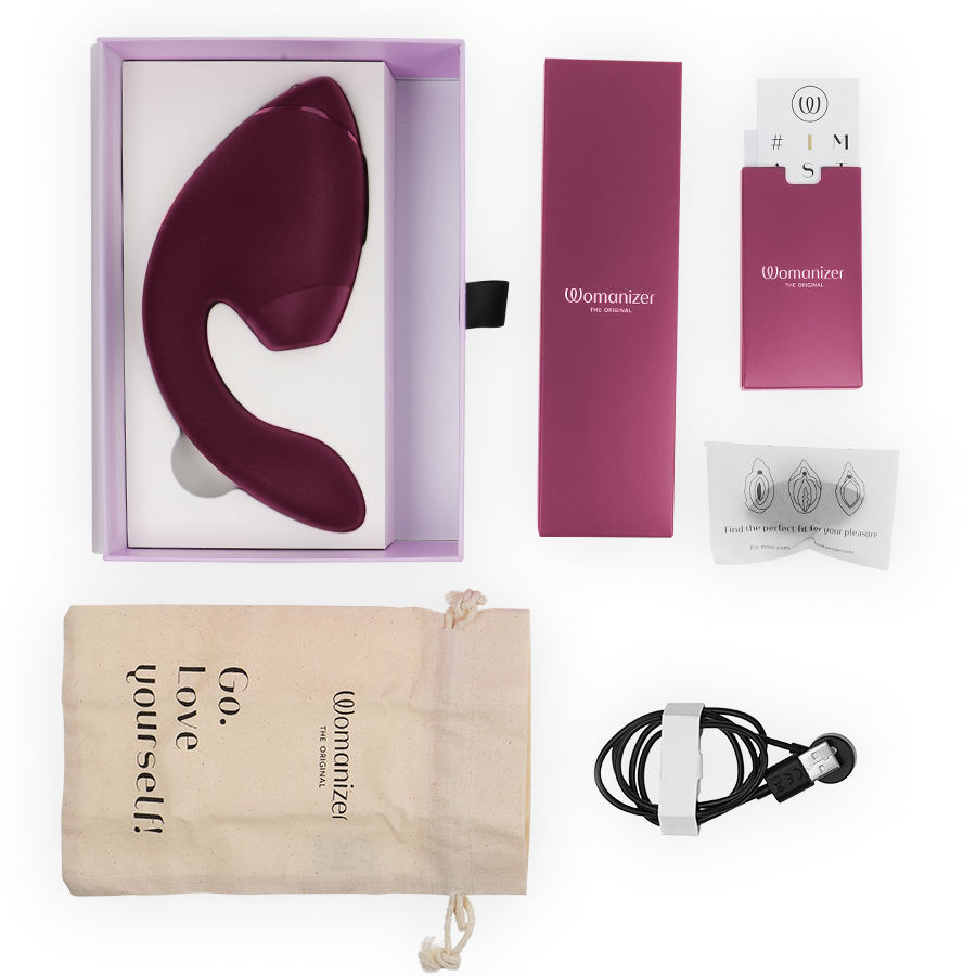 WOMANIZER - DUO NEXT ESTIMULADOR DUPLO DE CLITOR E PONTO G ROSA ESCURO