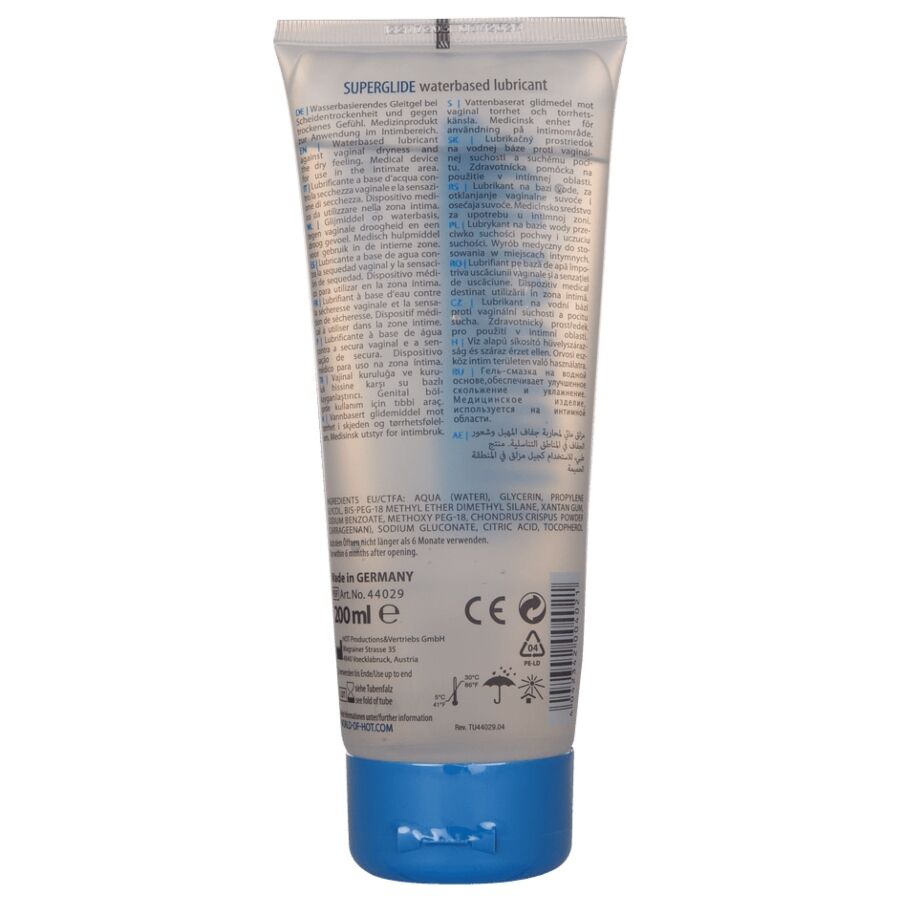 HOT - SUPERGLIDE LUBRIFICANTE À BASE DE ÁGUA 200 ML