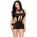 LEG AVENUE - 81680 MINI VESTIDO OPACO E TEDDY DE ALÇAS PRETO - TAMANHO ÚNICO
