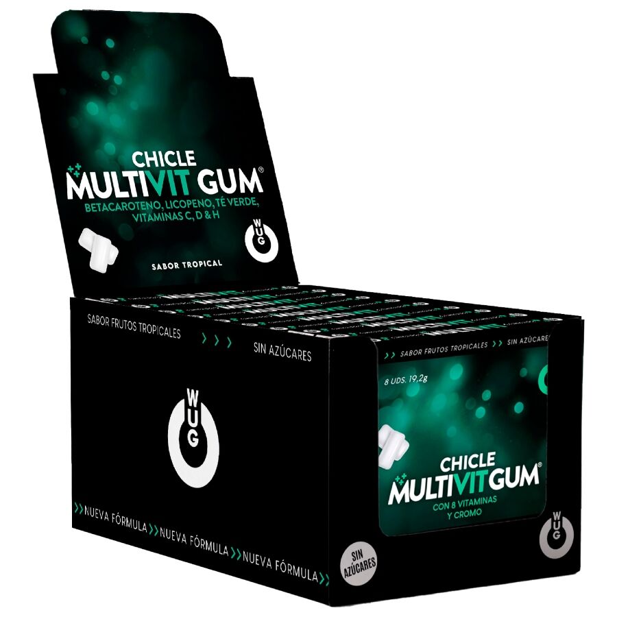 WUG GUM - MULTIVIT C, H, D, BETA-CAROTENO, LICOPENO E CHÁ VERDE | EXPOSITOR 12 X 8 UNIDADES