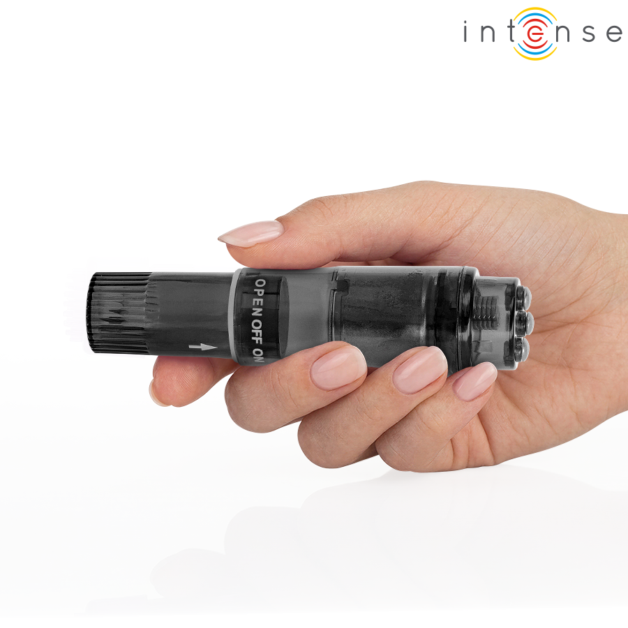 INTENSE - MINI MASSAGEADOR KURT COM 4 CABEÇAS INTERCAMBIÁVEIS PRETO