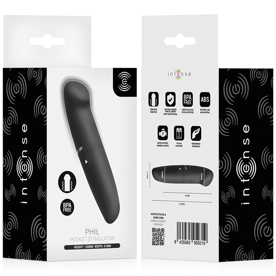INTENSE - VIBRADOR PHIL G-SPOT PRETO 13 CM