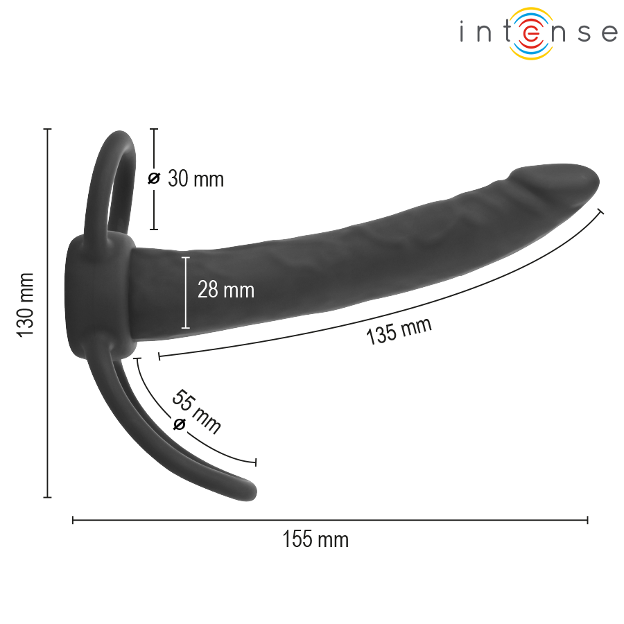 INTENSE - LUCAS DILDO ANAL COM ANEL DE SILICONE PARA PÊNIS E TESTÍCULOS
