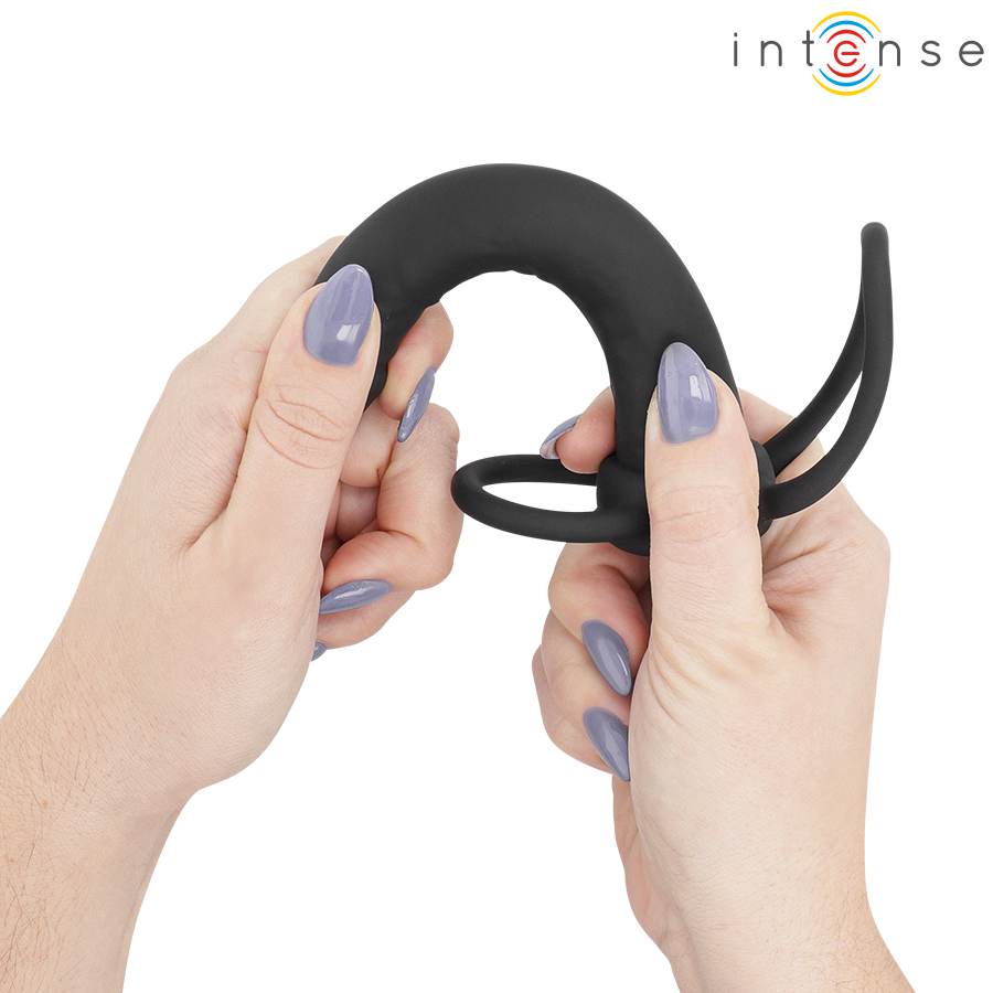 INTENSE - LUCAS DILDO ANAL COM ANEL DE SILICONE PARA PÊNIS E TESTÍCULOS
