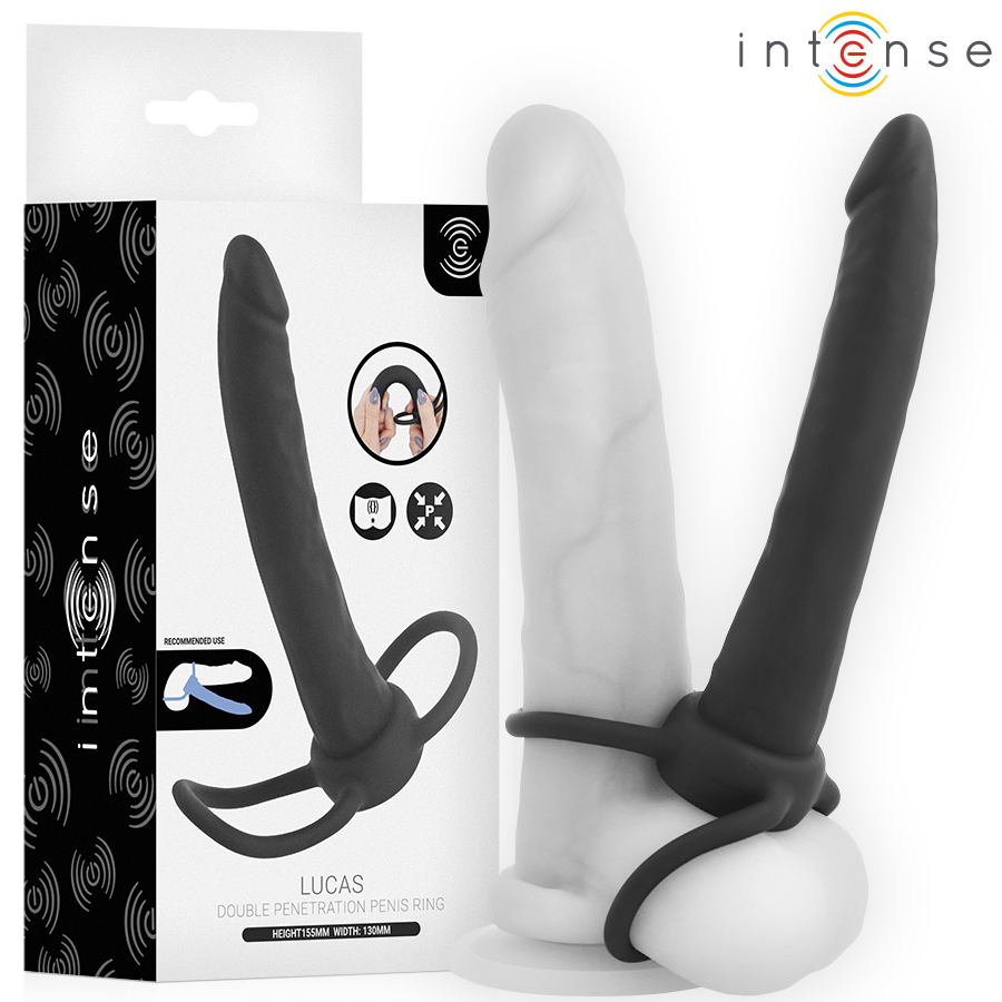 INTENSE - LUCAS DILDO ANAL COM ANEL DE SILICONE PARA PÊNIS E TESTÍCULOS