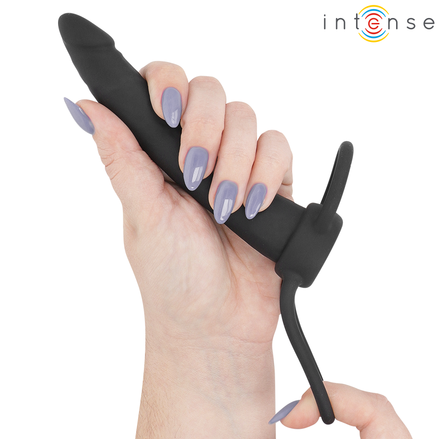 INTENSE - LUCAS DILDO ANAL COM ANEL DE SILICONE PARA PÊNIS E TESTÍCULOS