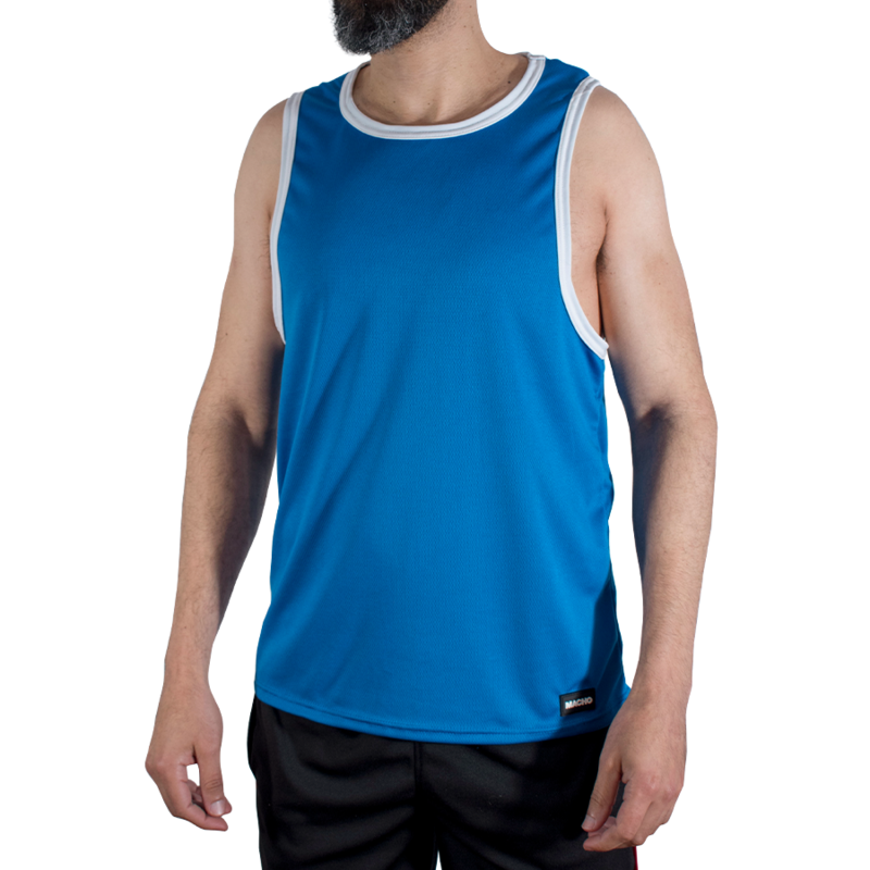 MACHO - CMV002 CAMISETA AZUL DE GINÁSTICA TAMANHO S/M