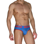 MACHO - MCH005 SLIP CLÁSSICO AZUL + VERMELHO XL