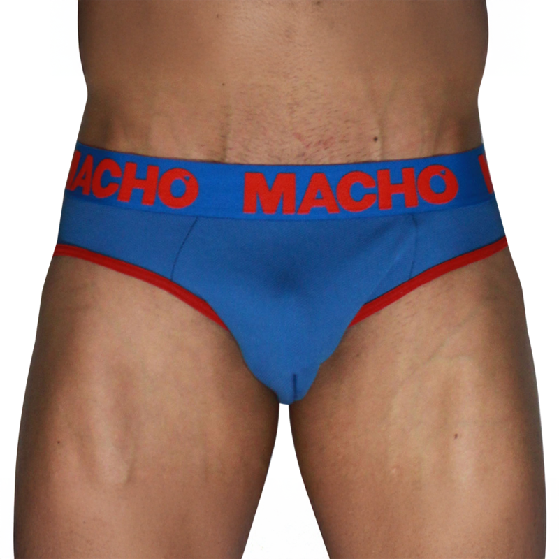 MACHO - MCH005 SLIP CLÁSSICO AZUL + VERMELHO XL