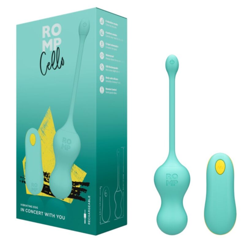 ROMP - CELLO OVO VIBRATÓRIO MULTIFUNCIONAL TURQUESA COM CONTROLE REMOTO