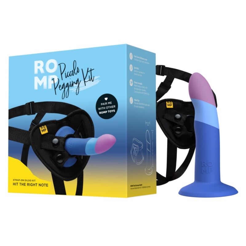 ROMP - PICCOLO DILDO DE SILICONE COM VENTOSA TRICOLORIDA 14 CM