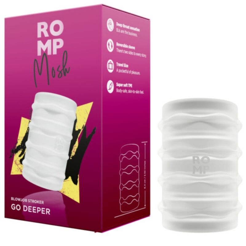 ROMP - MOSH MASTURBADOR MASCULINO TRANSPARENTE COM BAINHA REVERSÍVEL DE 6 CM