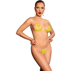 CHILIROSE - CR 4898 BIQUÍNI STRASS AMARELO TAMANHO ÚNICO
