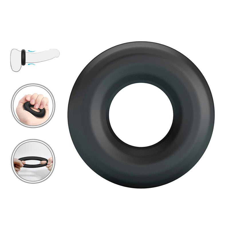 CRAZY BULL - ANEL PENIANO DE SILICONE SUPER MACIO URBANO PRETO