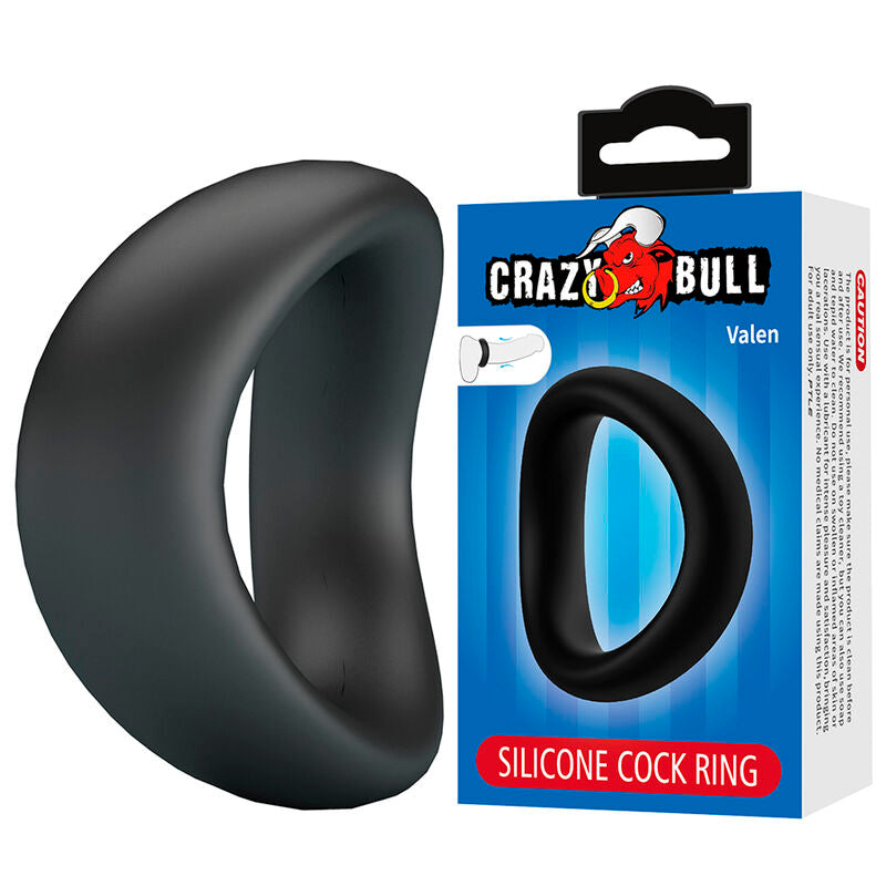 CRAZY BULL - ANEL PENIANO ERGONÔMICO DE SILICONE VALEN PRETO