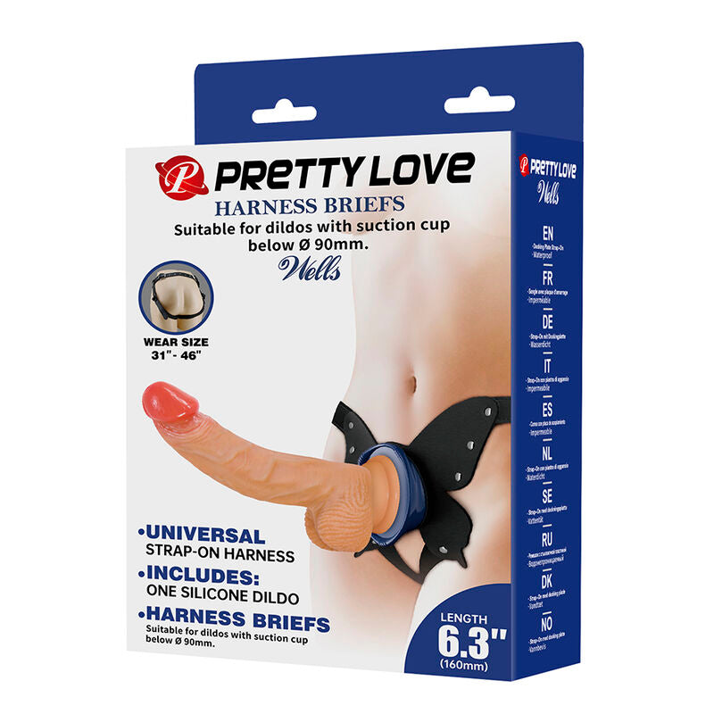 PRETTY LOVE - ARNÊS YETI COM DILDO DE VENTOSA EM FORMATO DE CARNE
